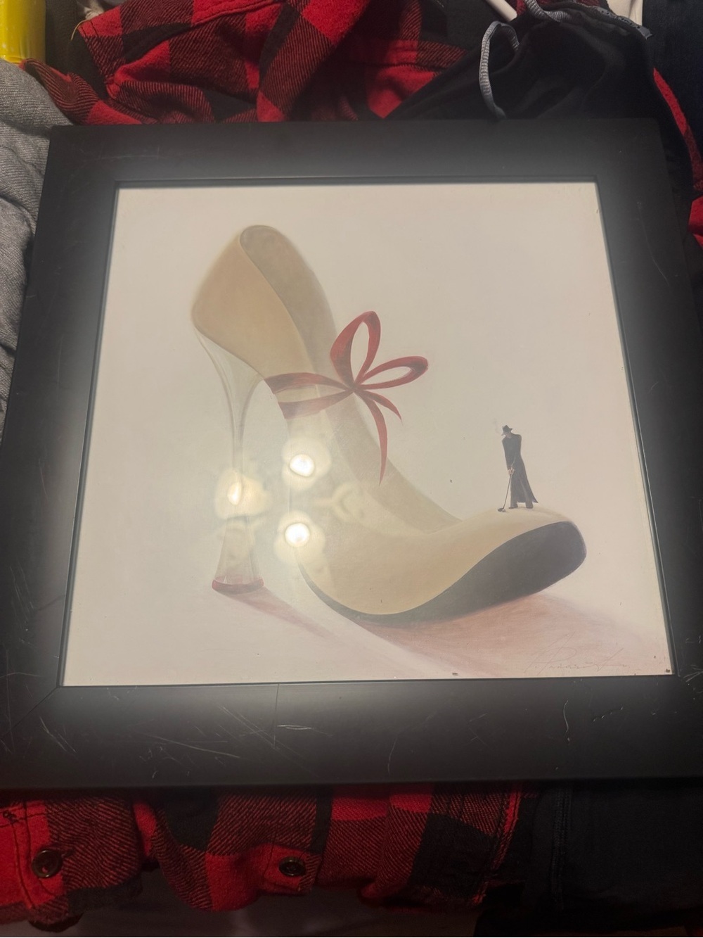 Framed Surrealist High Heel Shoe Art Print - Whimsical Golf Fashion Wall Decor - Picture 2 of 3
